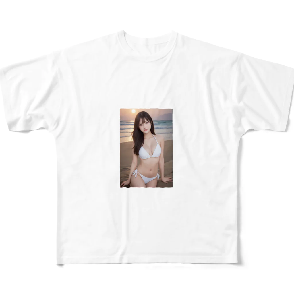 AI Lucy(ルーシー)の白い水着の彼女 フルグラフィックTシャツ