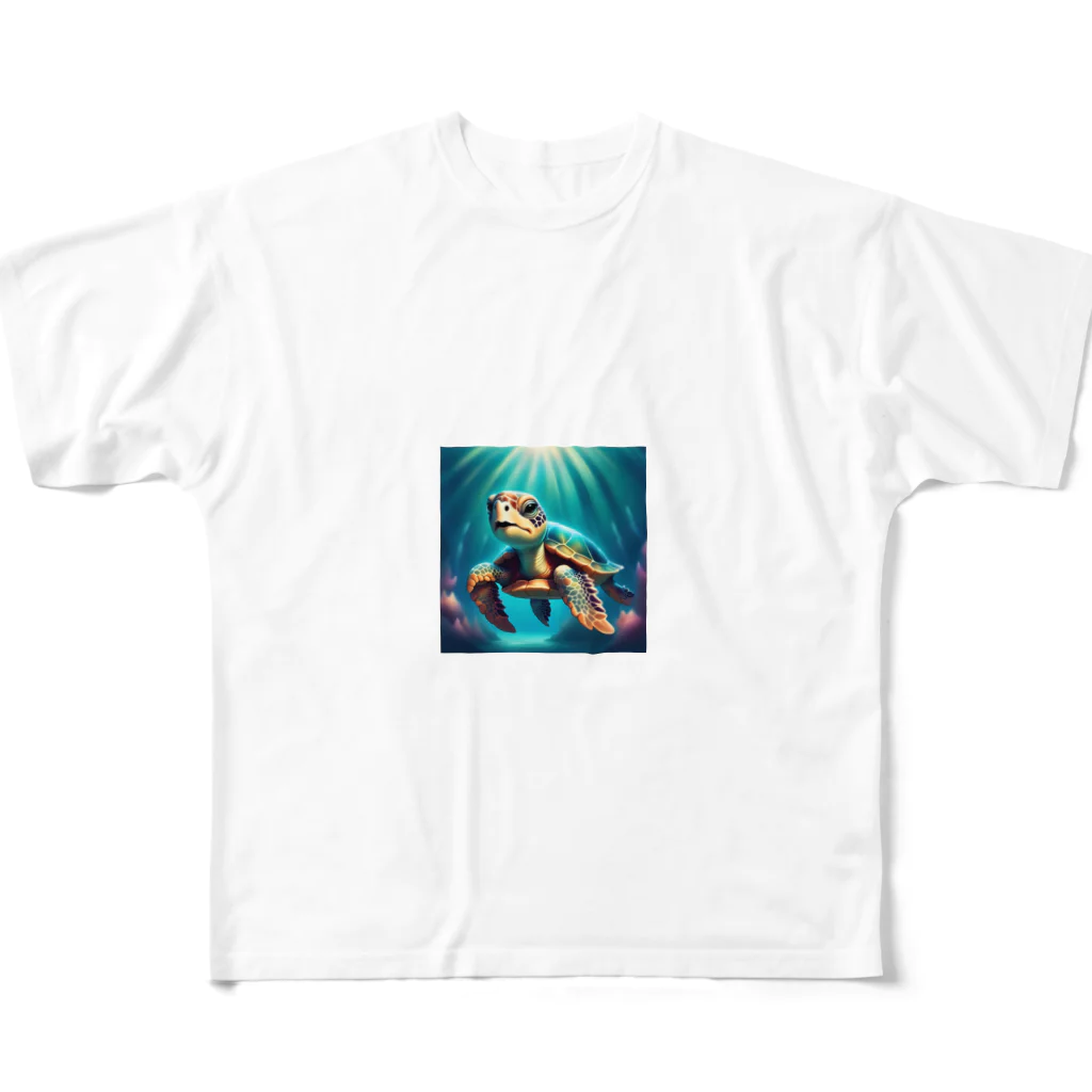 KEIZOKUの可愛らしい天使のような海ガメのイラストグッズ All-Over Print T-Shirt