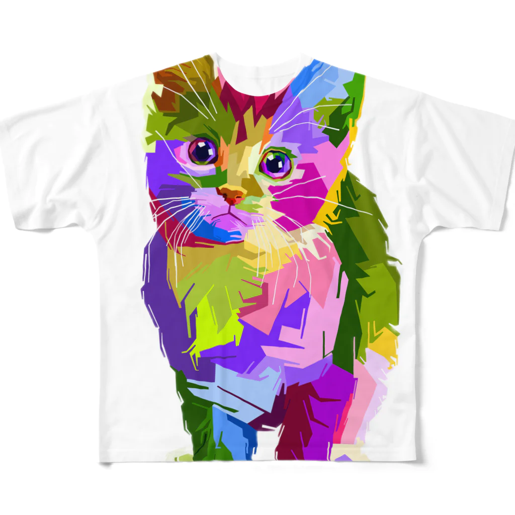 フリーウェイ(株式会社)の猫のイラストグッズ All-Over Print T-Shirt