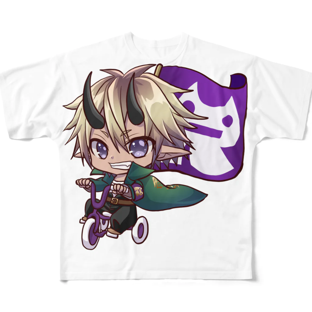 ロキのロキロキ団三輪車アバ雷炎ちゃん フルグラフィックTシャツ