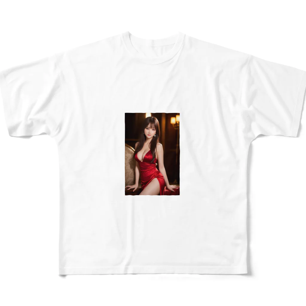 AI Lucy(ルーシー)の赤いドレスの彼女 All-Over Print T-Shirt