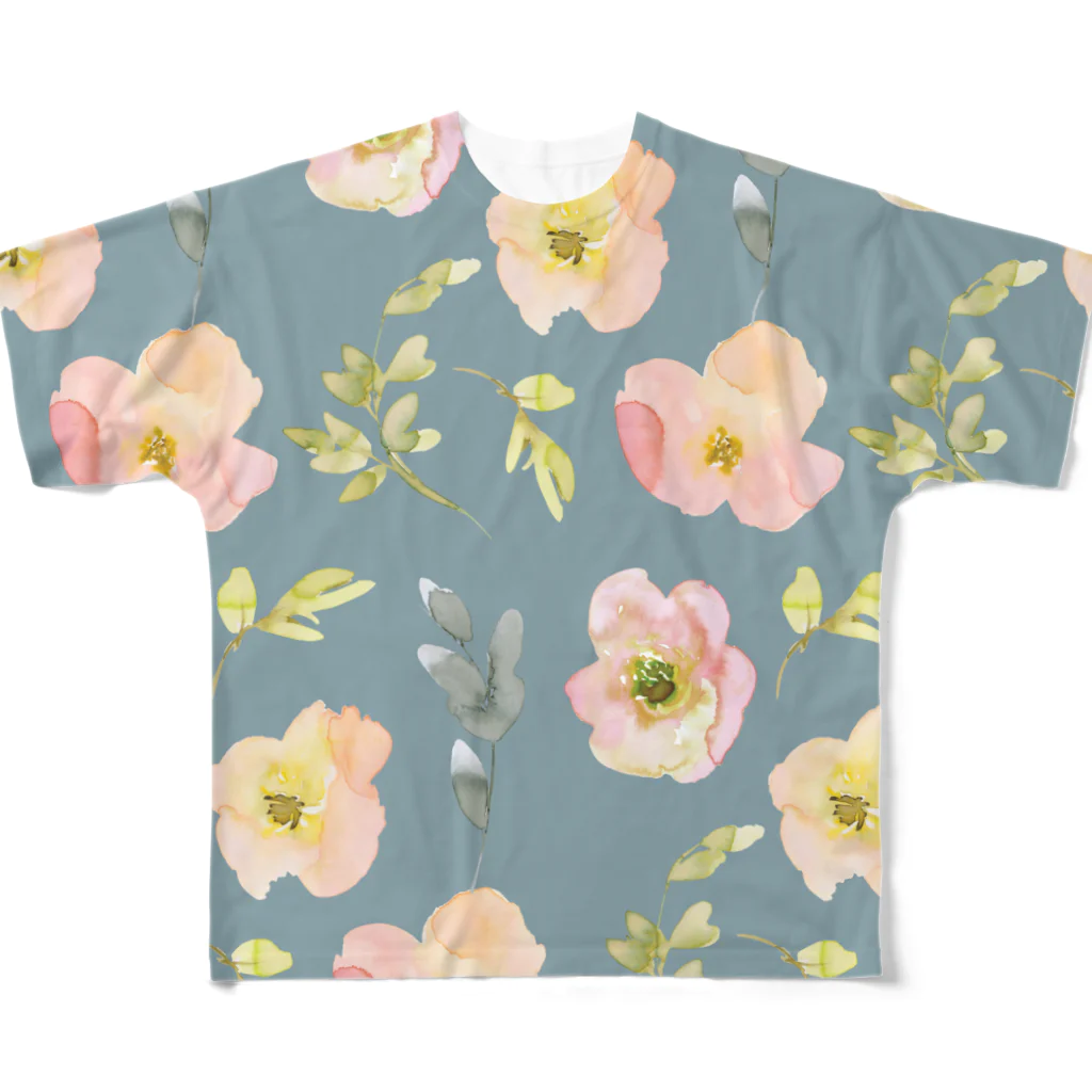 Nature’s Bloom のflower（P103-p3) フルグラフィックTシャツ