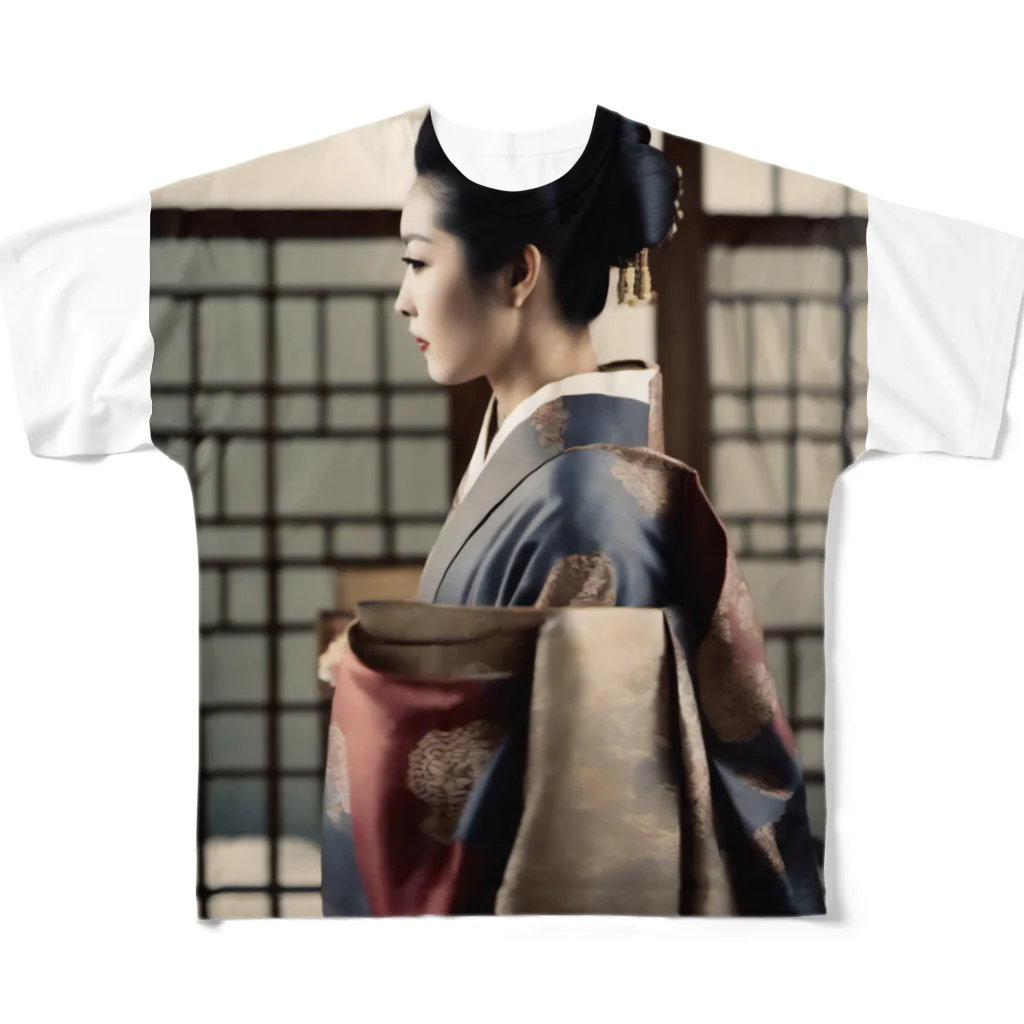 wawomotsuのJapanese Courtesan Bloom Tee ”Geisha” All-Over Print T-Shirt