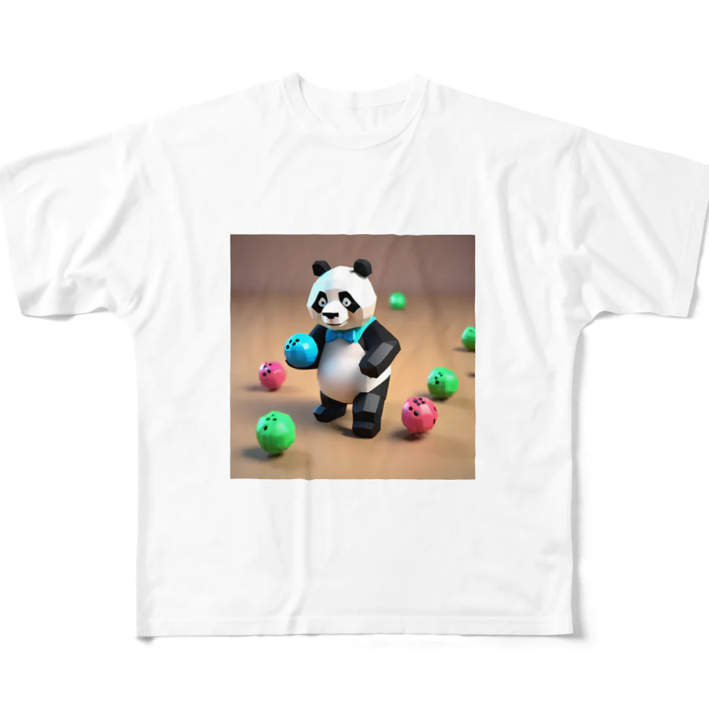 萌えキャラ大好きのボーリングをしているパンダグッズ All-Over Print T-Shirt