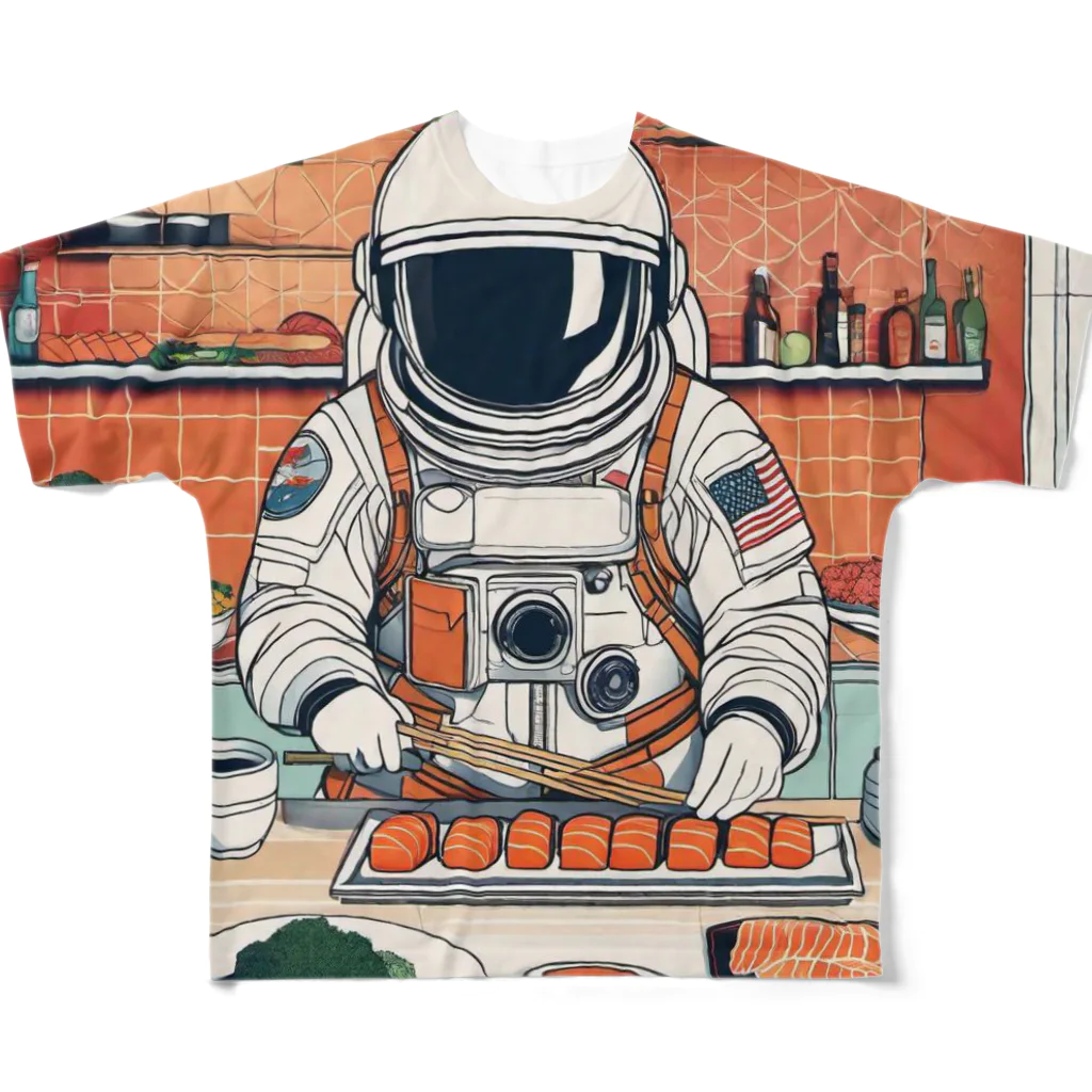 宇宙開発デザイン科のスペースクッキング 寿司編 All-Over Print T-Shirt