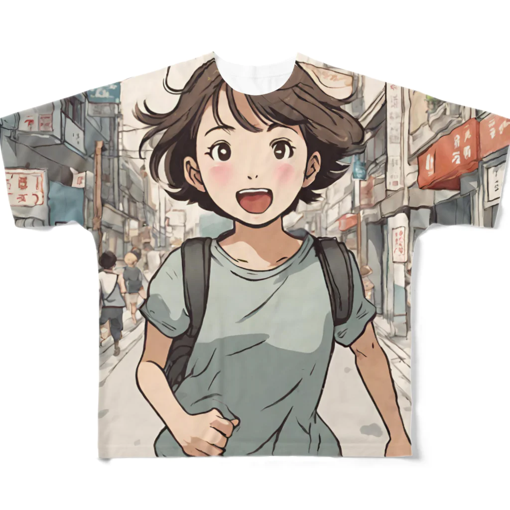 底辺の底辺好きな事を気ままに…。の走る元気な女の子 フルグラフィックTシャツ