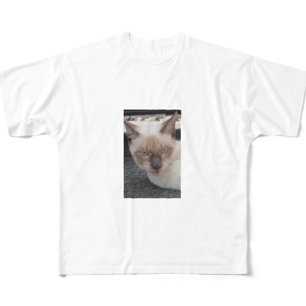 Makoto_Kawano Designの悪そうなのにカワイイ猫ちゃん フルグラフィックTシャツ