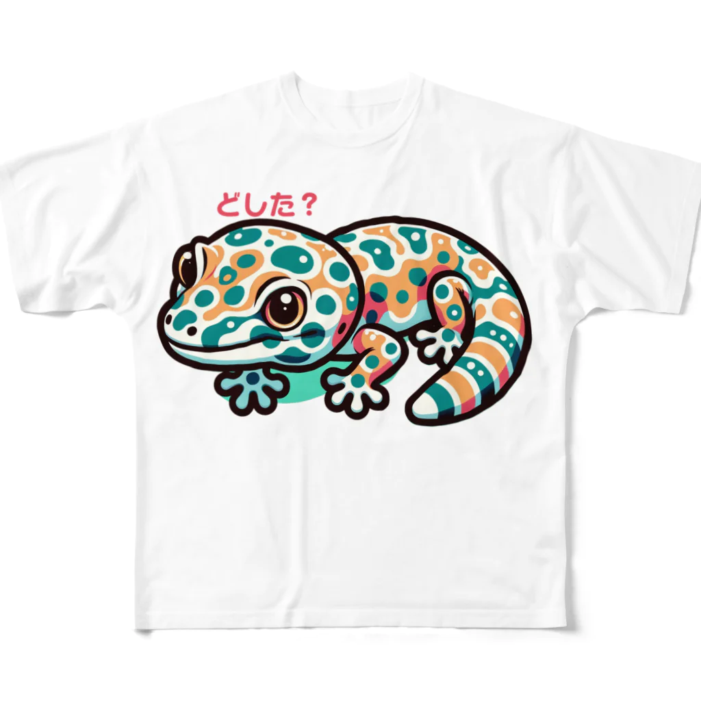 Archaic_Reptileのヒョウモントカゲモドキ「どした」 All-Over Print T-Shirt