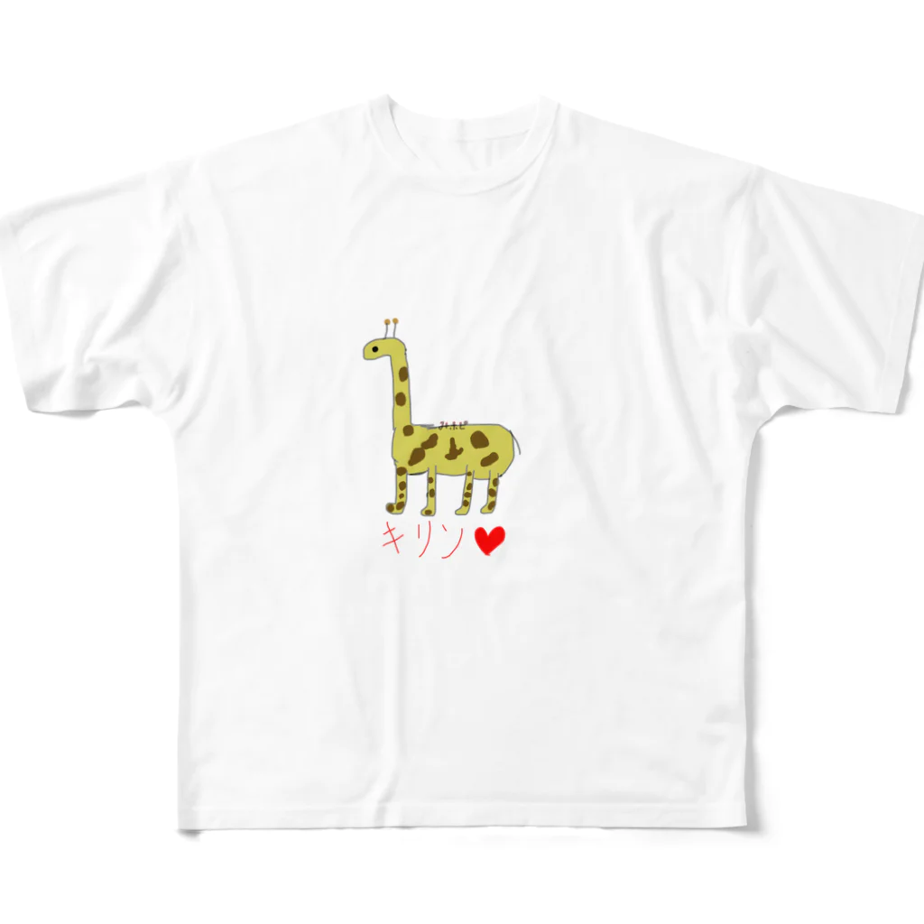 mihopiiのみホピのキリン フルグラフィックTシャツ