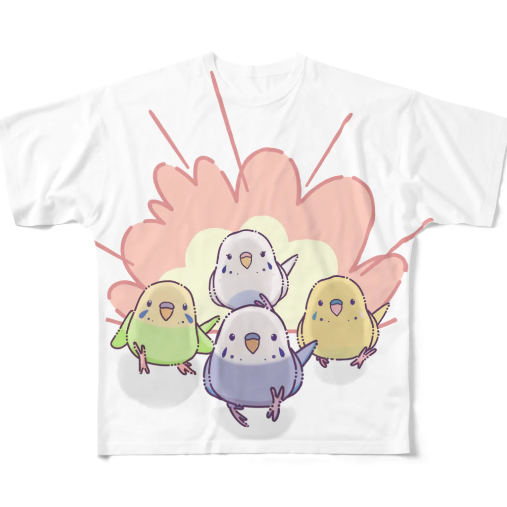 ぽっぽこ本舗のインコ戦隊 All-Over Print T-Shirt