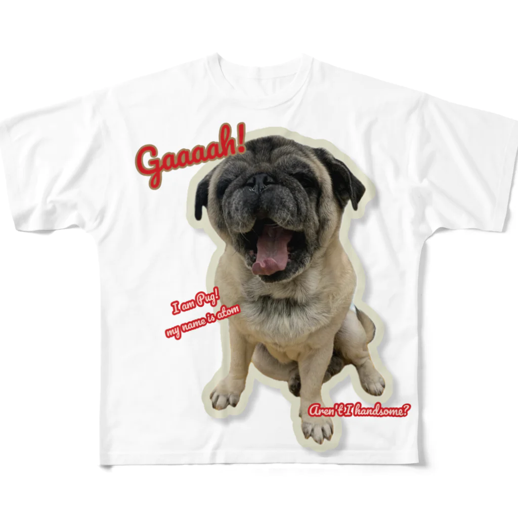 mimosaのI am Pug!　 フルグラフィックTシャツ