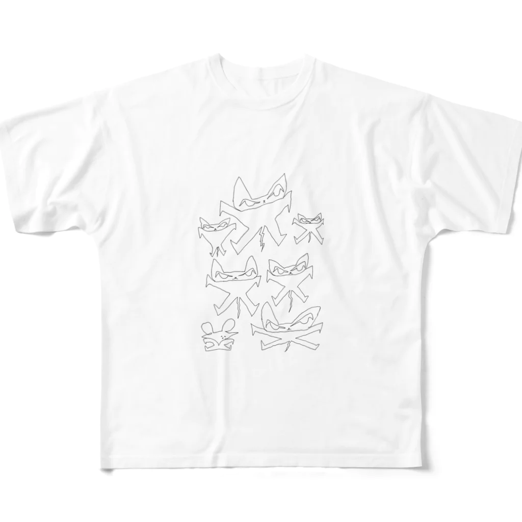 ぴょんテクショップのneko by さわそん フルグラフィックTシャツ