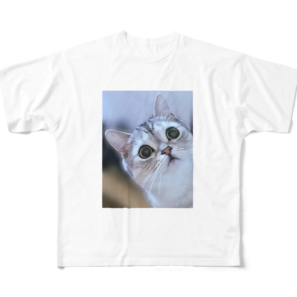 レオロンSHOPの猫の名前はレオ フルグラフィックTシャツ