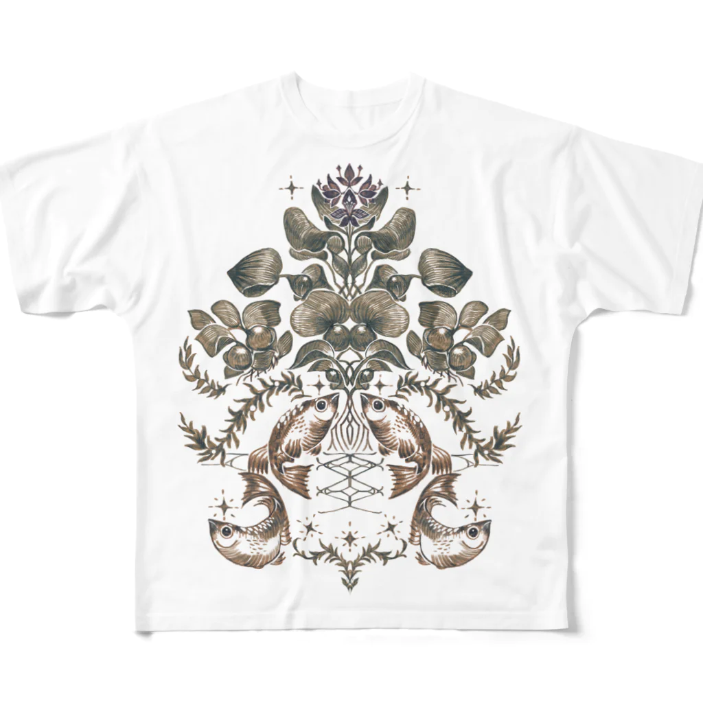 NATURE PEEKのメダカ　ホテイアオイ All-Over Print T-Shirt