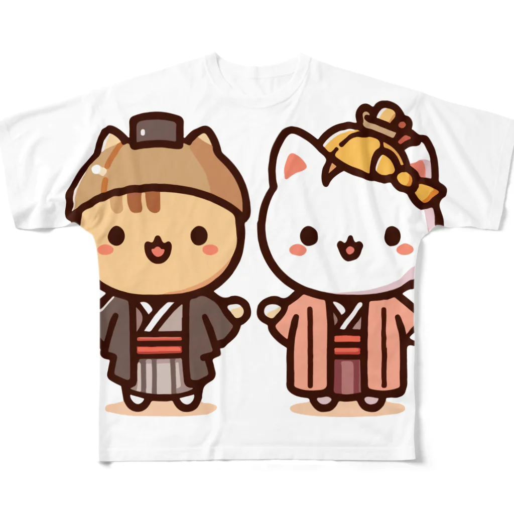 k-design-studioの初日の出くんと初詣ちゃん フルグラフィックTシャツ