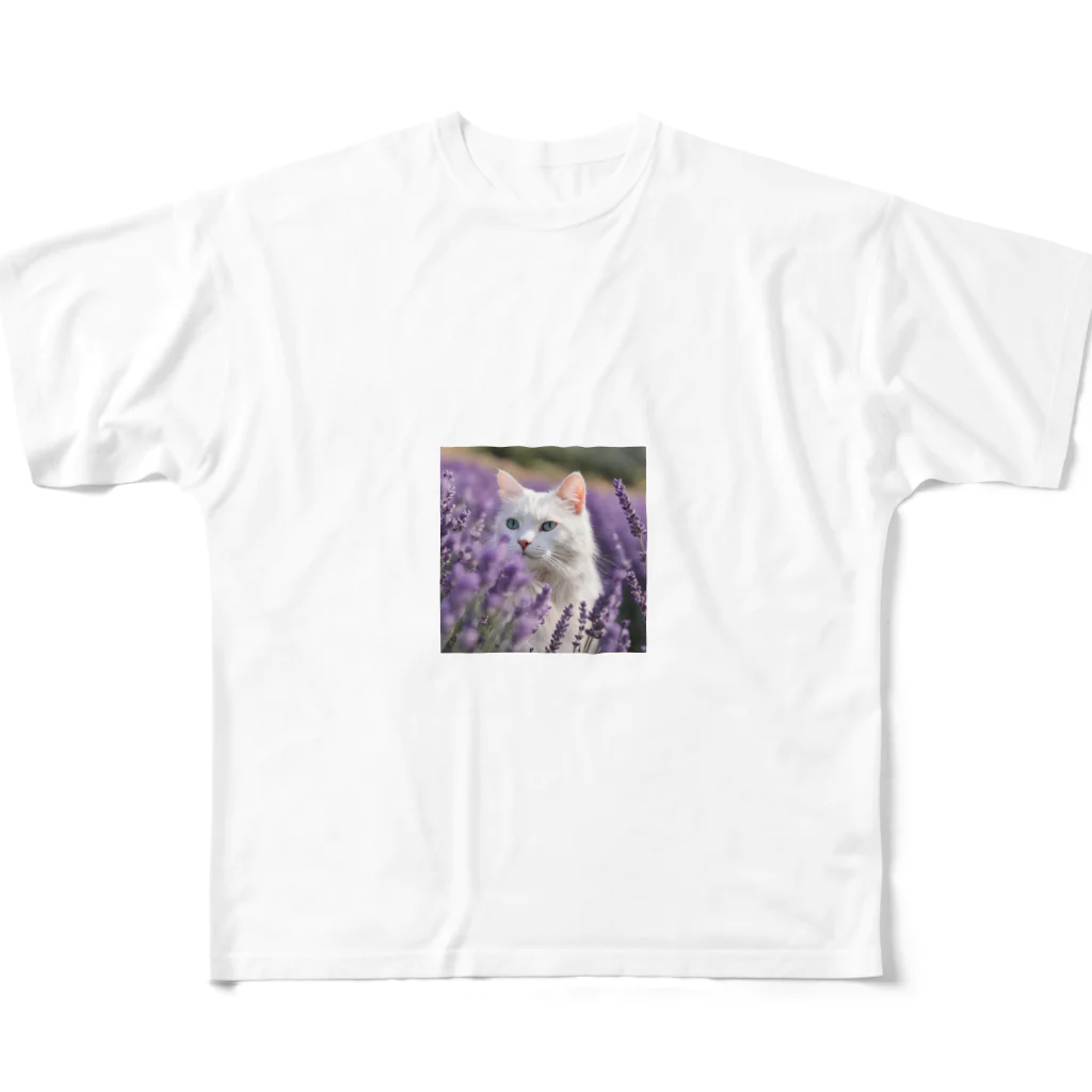 capcat1919のラベンダー猫 フルグラフィックTシャツ