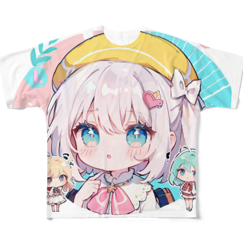 那須モバイル店の帽子を被る女の子 All-Over Print T-Shirt