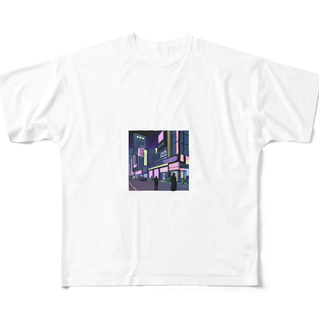 Chill_dreamのサイバーパンク風イラスト All-Over Print T-Shirt