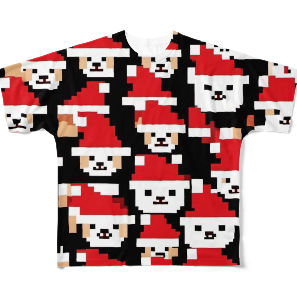 ruiruirのドット絵の犬　クリスマス フルグラフィックTシャツ