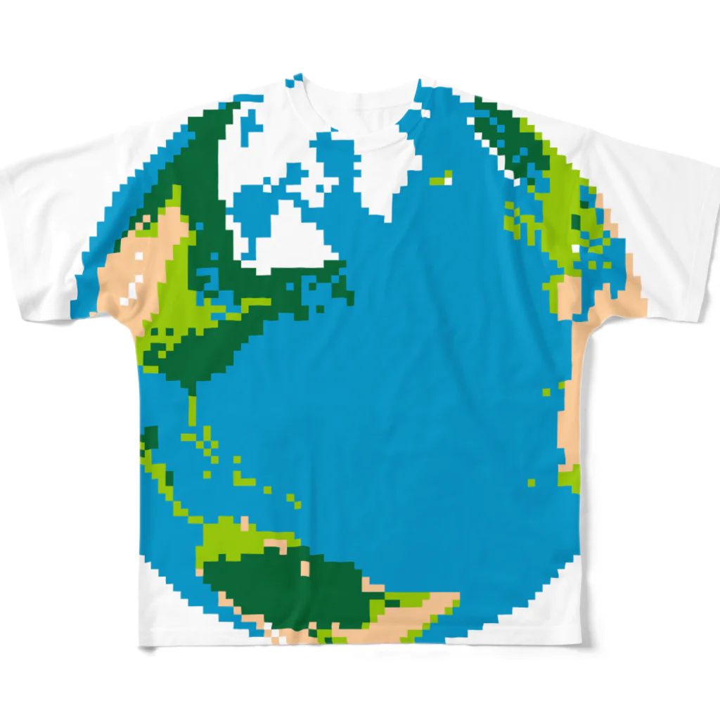 コチ(ボストンテリア)の地球(ドット絵) All-Over Print T-Shirt