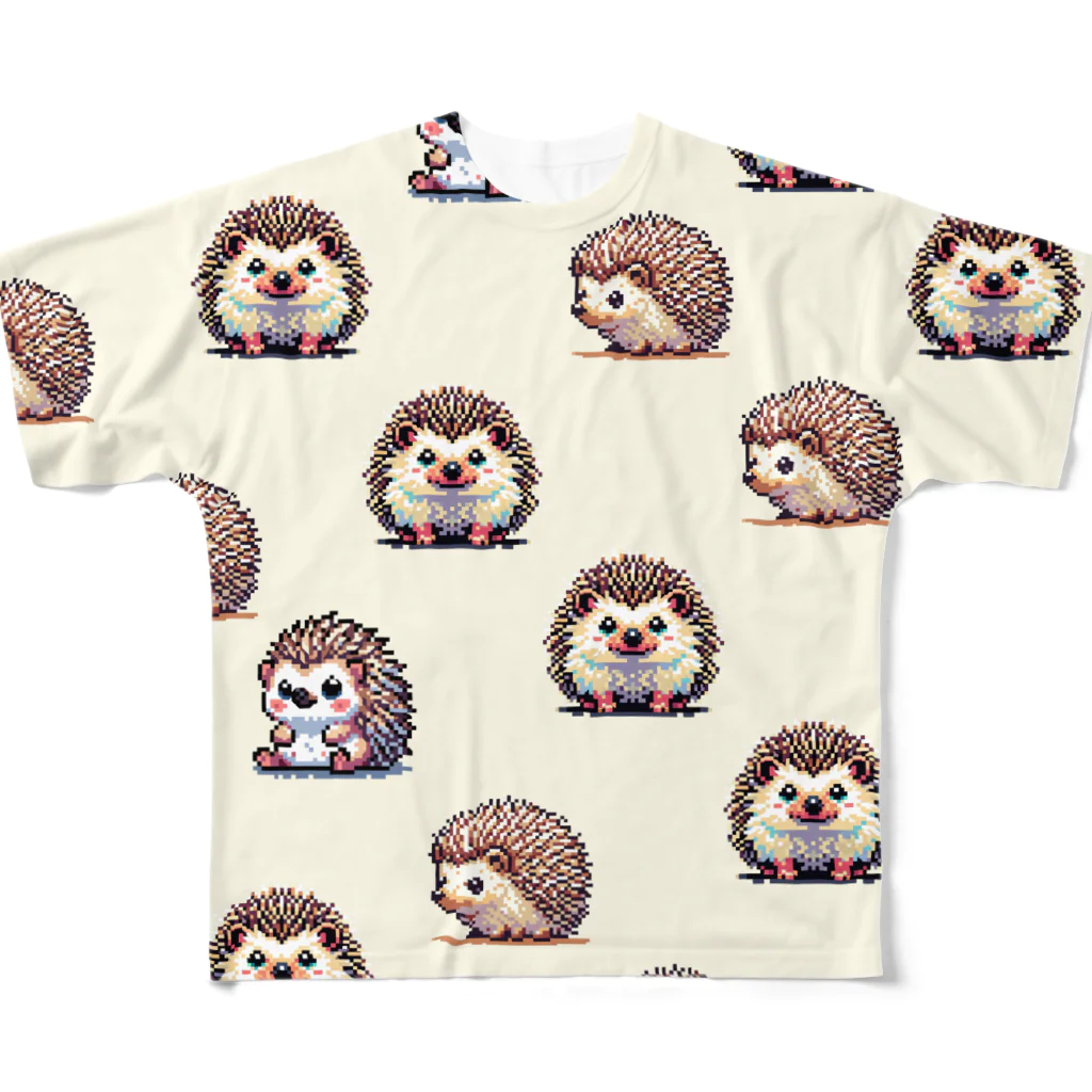 Pixel Lifeのドット絵のハリネズミver.6 フルグラフィックTシャツ