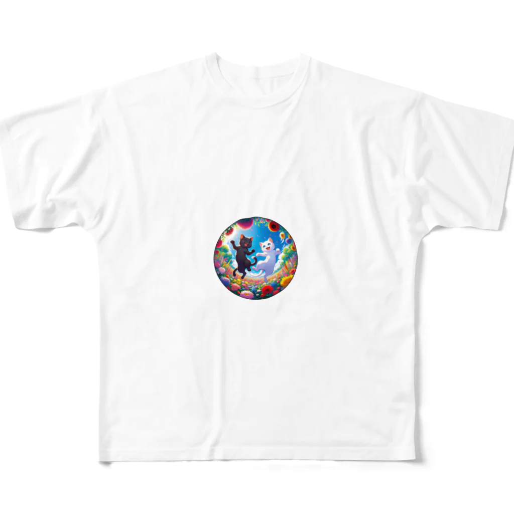 Nekonan Itemsのブルースカイフラワーダンス フルグラフィックTシャツ