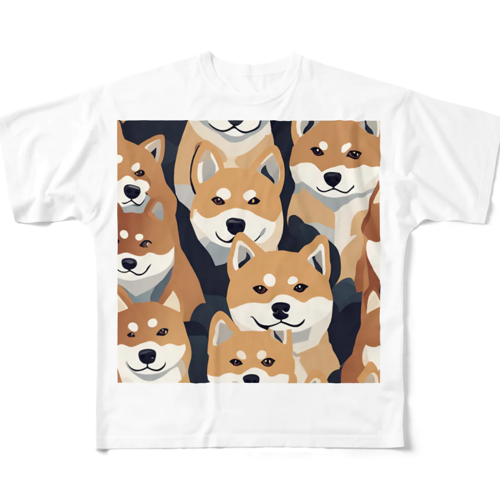 pinetreeの柴犬 マルチ フルグラフィックTシャツ