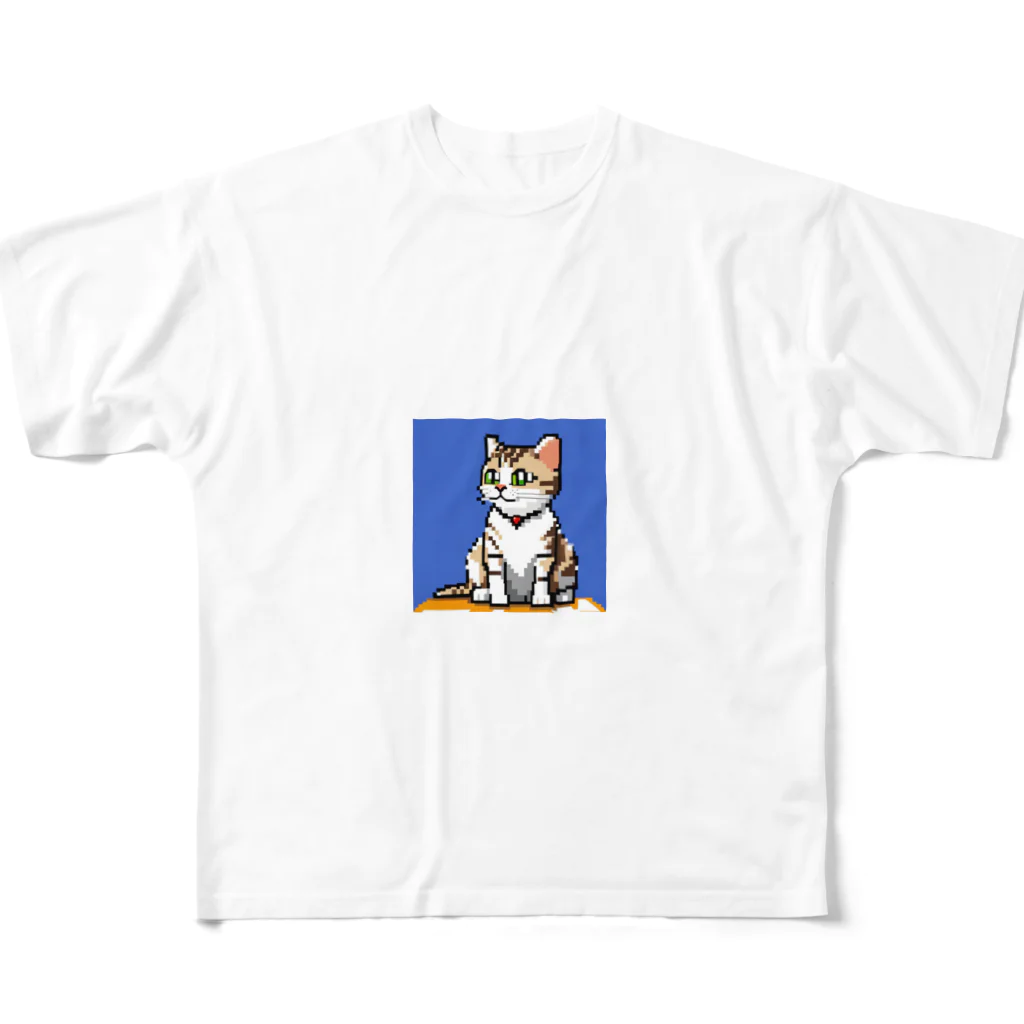 koba777のドット絵アメリカンショートヘア フルグラフィックTシャツ