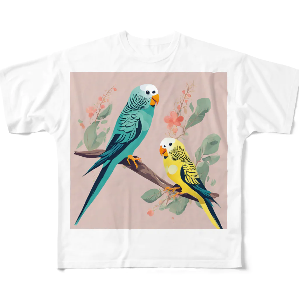 pinetreeのインコ１ フルグラフィックTシャツ