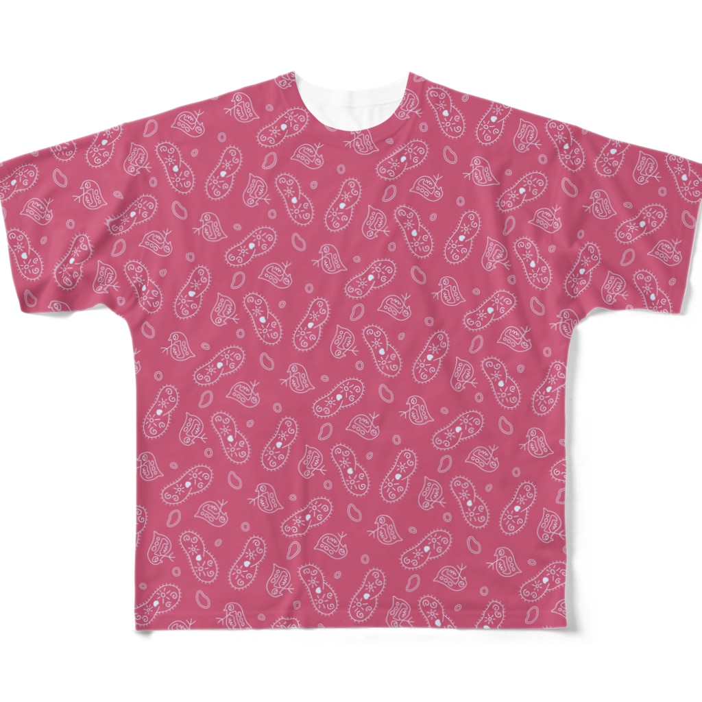 B-catの微生物パターン赤_フルグラTシャツ All-Over Print T-Shirt