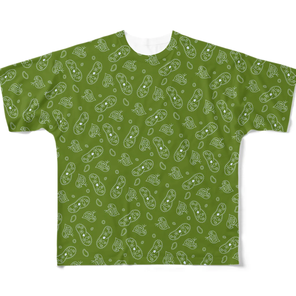 B-catの微生物パターン緑_フルグラTシャツ フルグラフィックTシャツ
