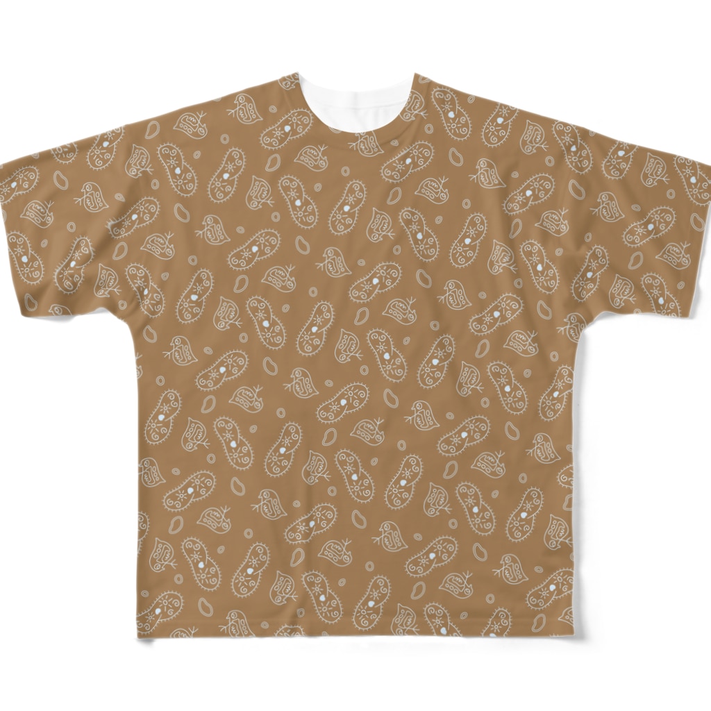 B-catの微生物パターン茶_フルグラTシャツ All-Over Print T-Shirt