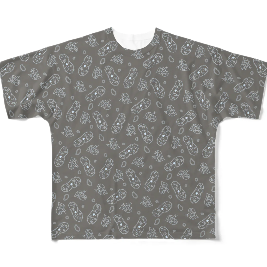 B-catの微生物パターン灰_フルグラTシャツ フルグラフィックTシャツ