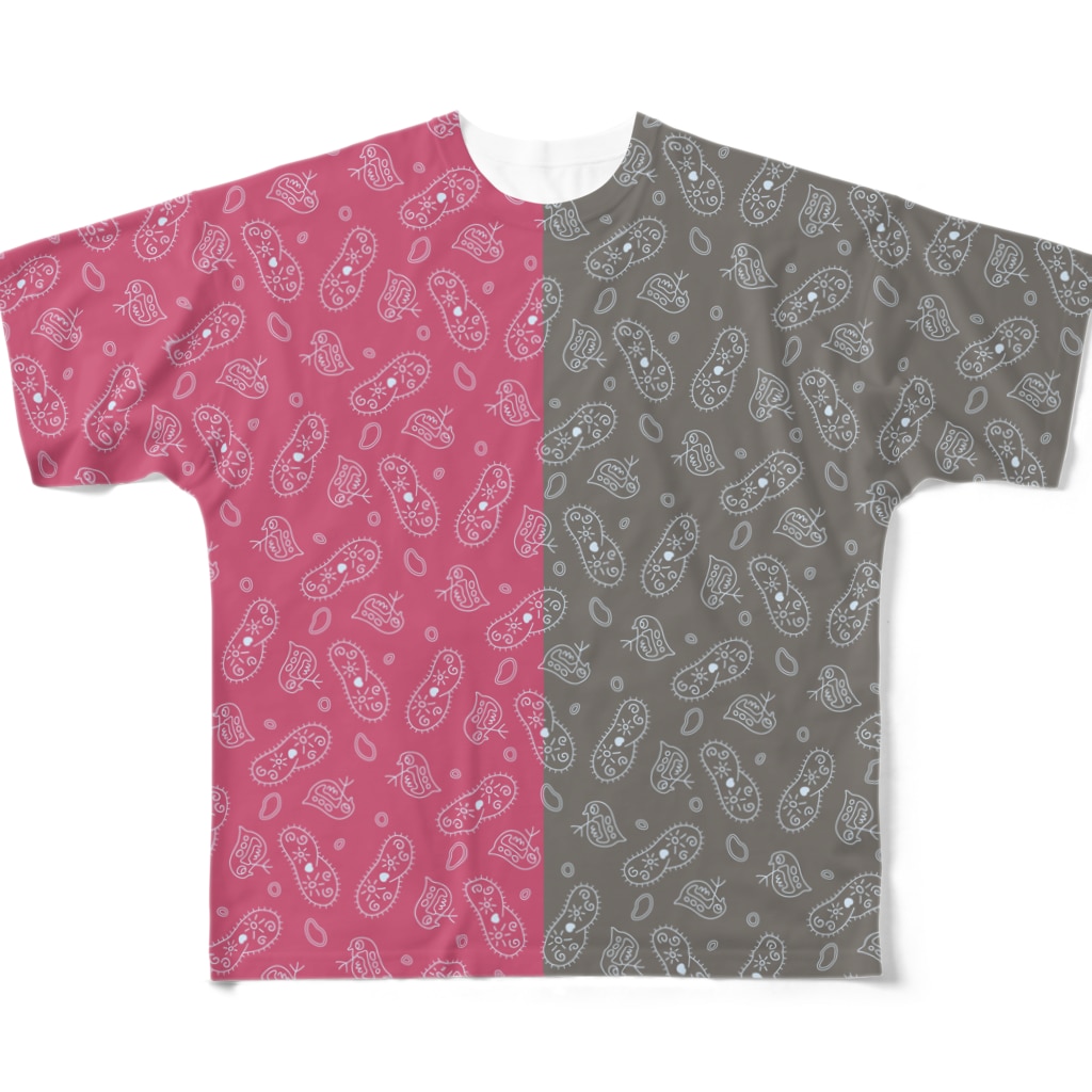 B-catの微生物パターン赤と灰_フルグラTシャツ All-Over Print T-Shirt
