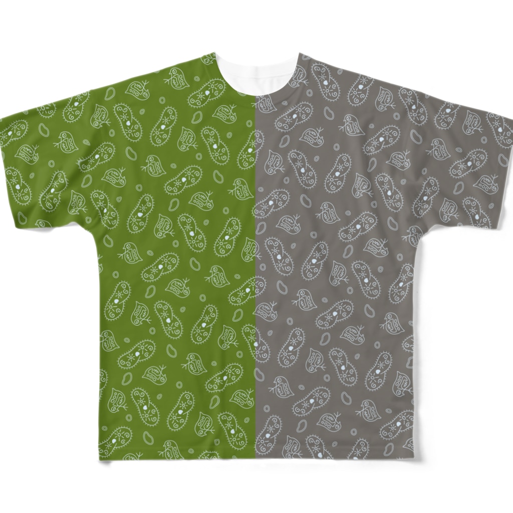 B-catの微生物パターン緑と灰_フルグラTシャツ All-Over Print T-Shirt