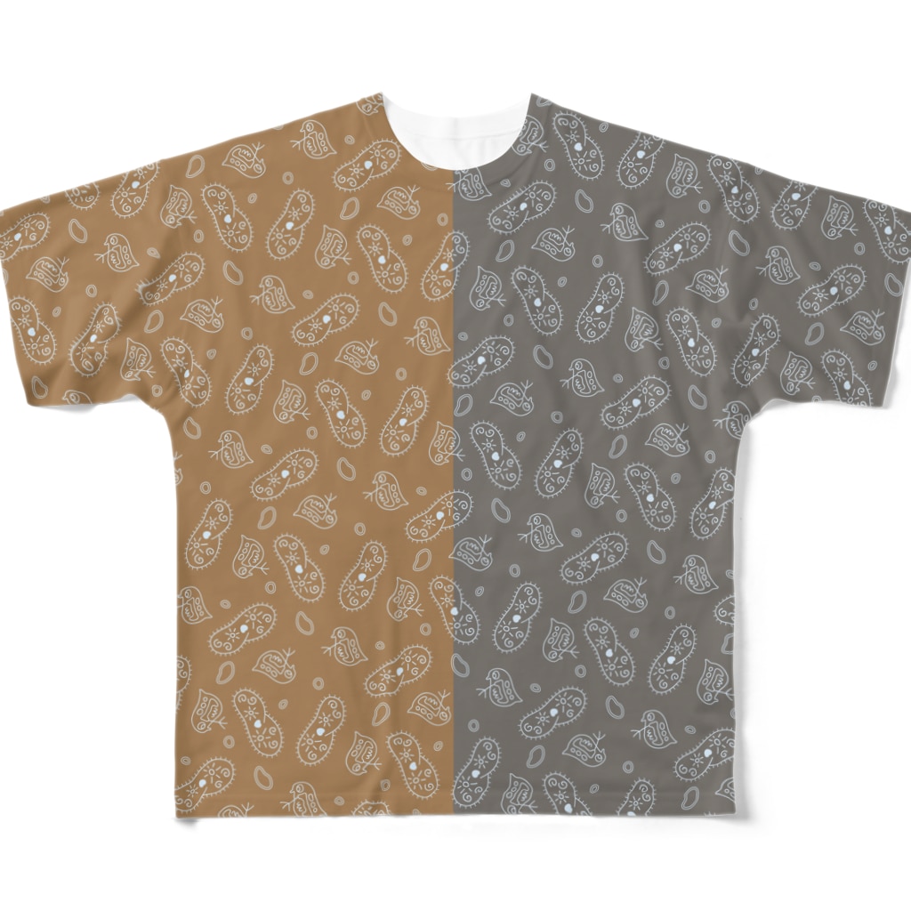 B-catの微生物パターン茶と灰_フルグラTシャツ All-Over Print T-Shirt