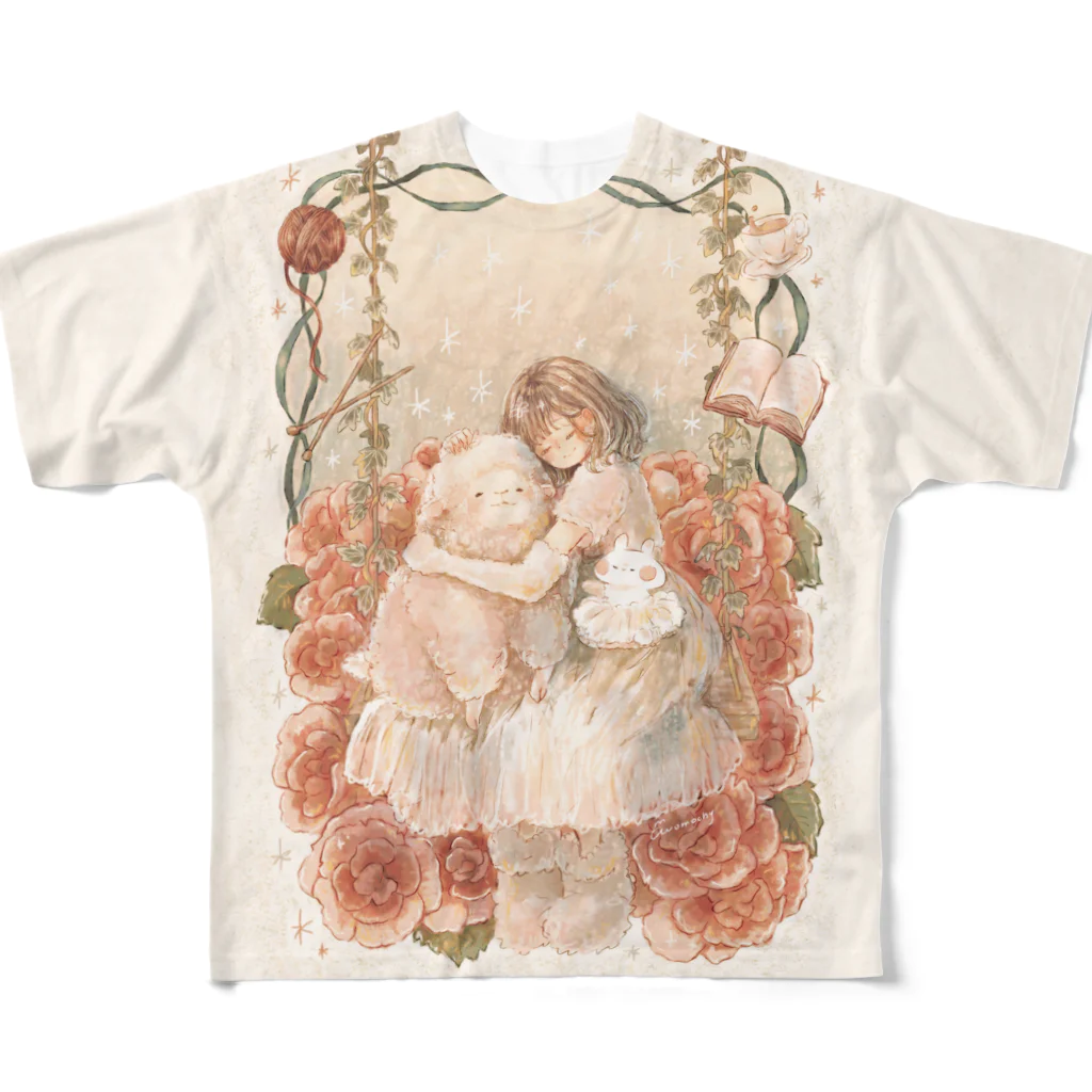 ＊momochy shop＊のひつじと女の子 All-Over Print T-Shirt