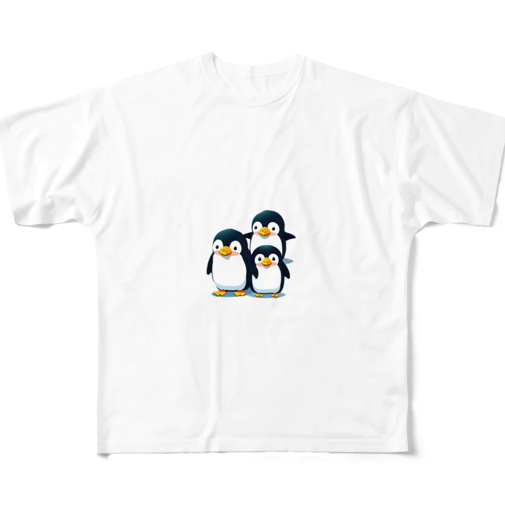 kumatakoの3匹のペンギン フルグラフィックTシャツ