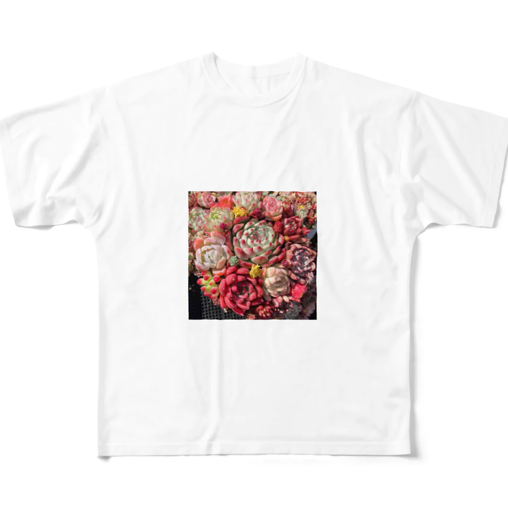 Echeveria_Masterの華やかなエケベリア フルグラフィックTシャツ