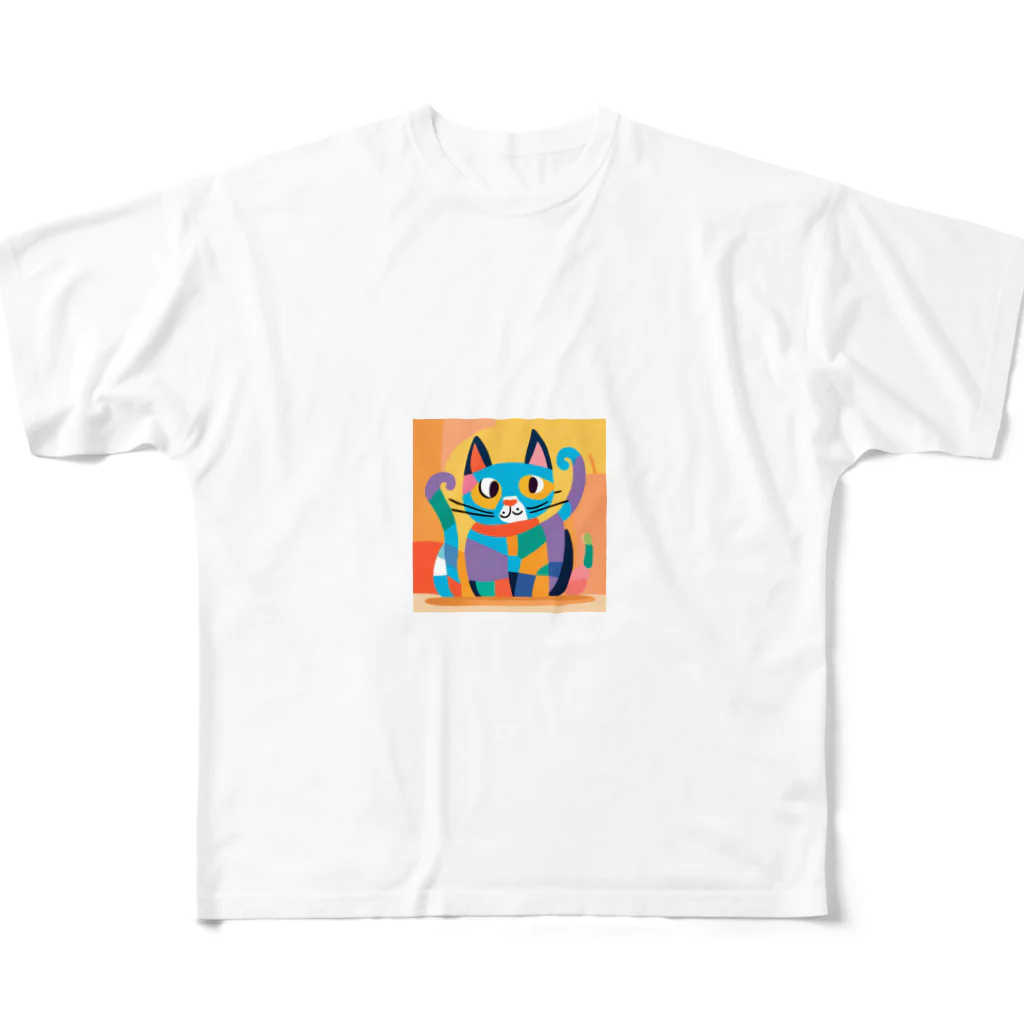 IKA_0120のカラフルな猫 フルグラフィックTシャツ