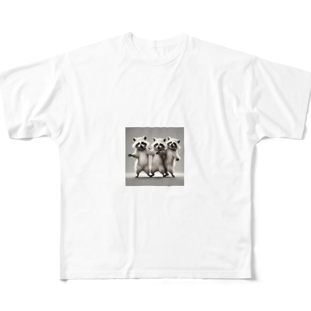 しろあらいぐまのラックスくんのラックスくんと仲間達 All-Over Print T-Shirt