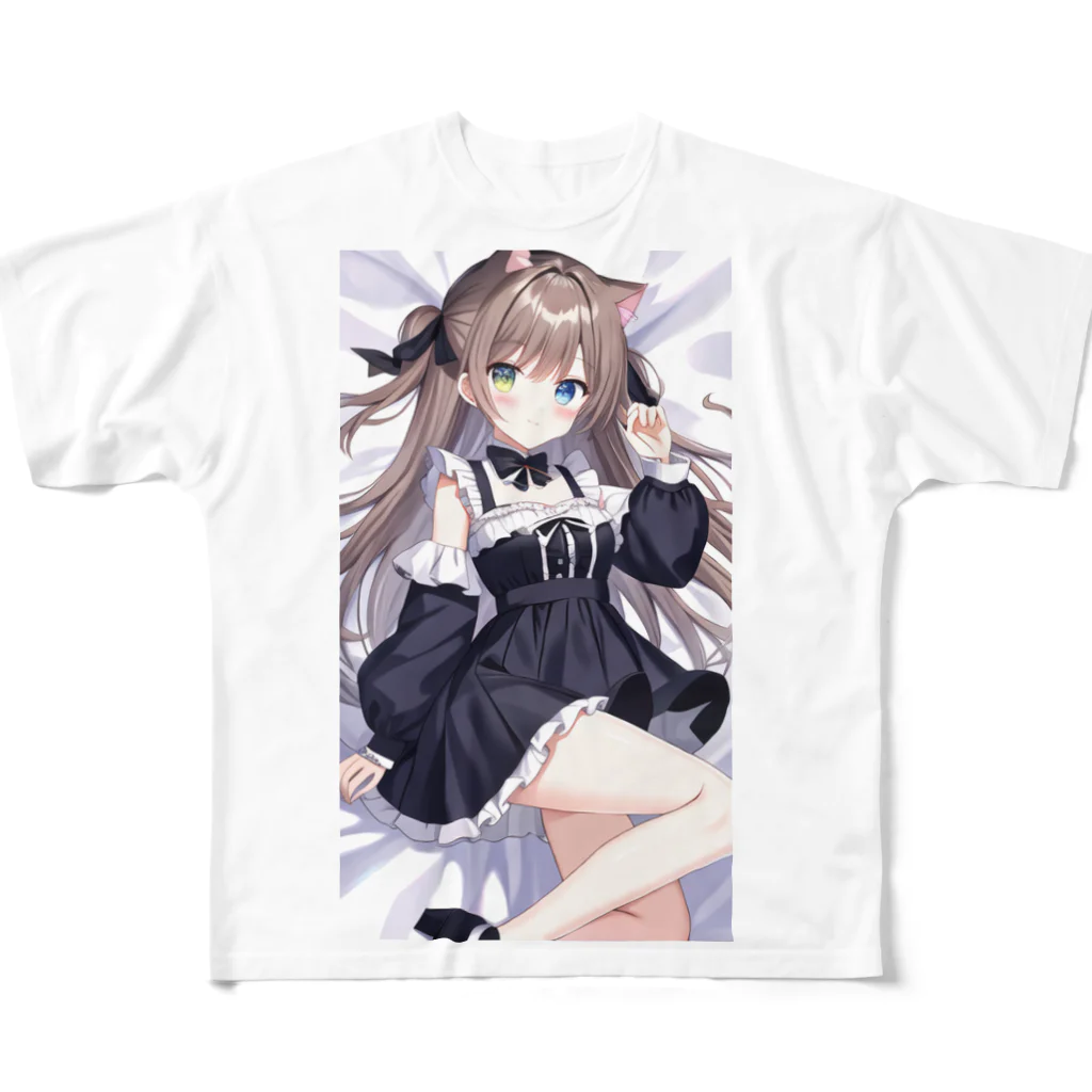 WAKEN0709の猫耳ゴスロリ美少女 All-Over Print T-Shirt