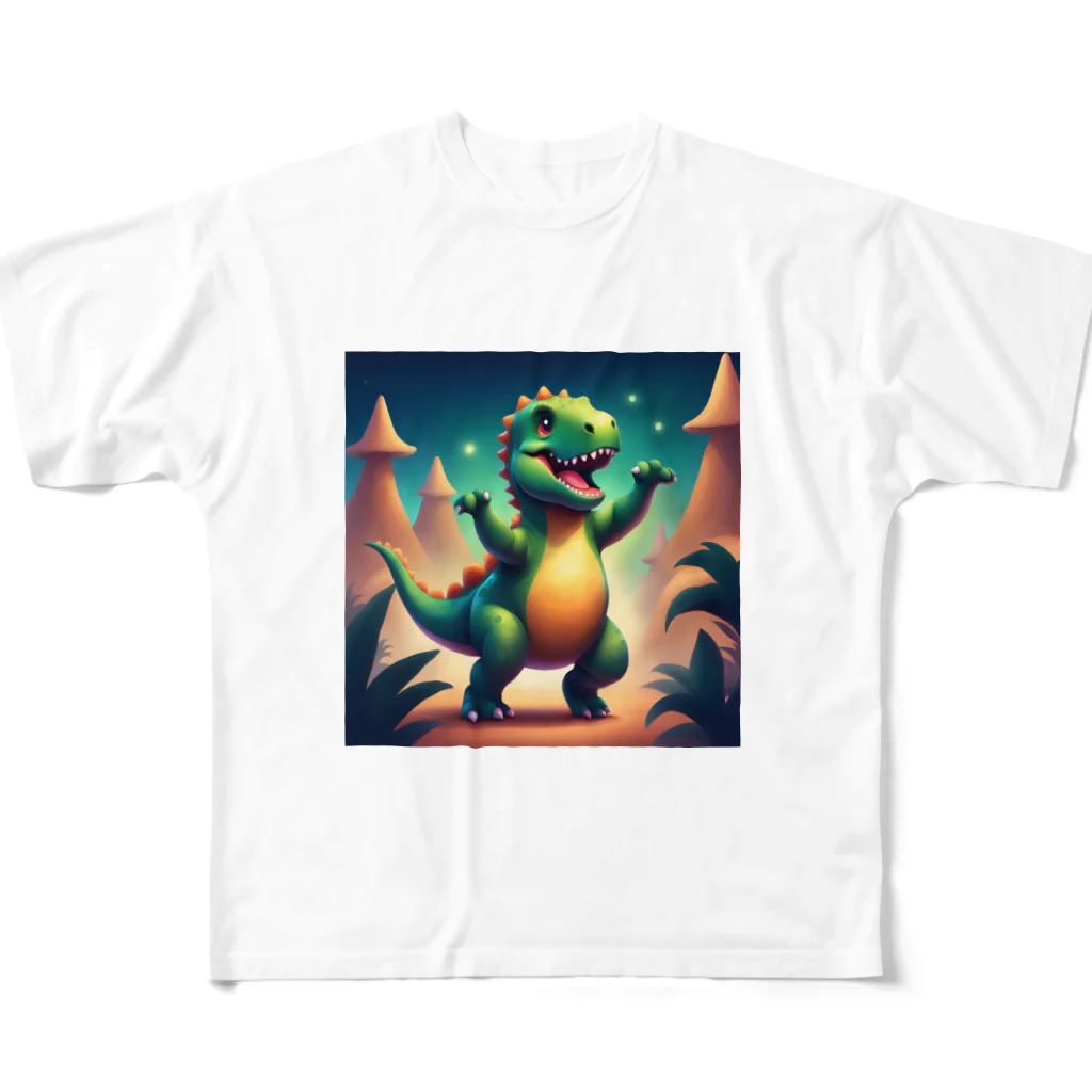 nvnの恐竜のダンス フルグラフィックTシャツ