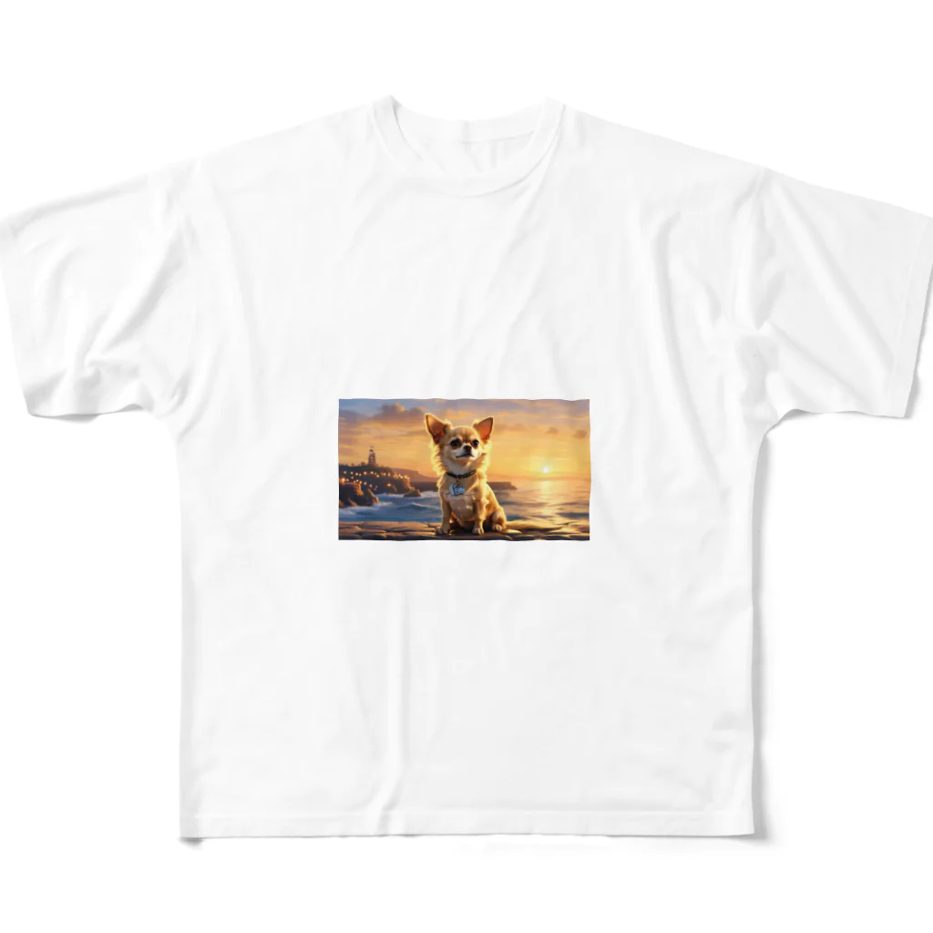 Welina_S-Artのサンセットチワワ フルグラフィックTシャツ