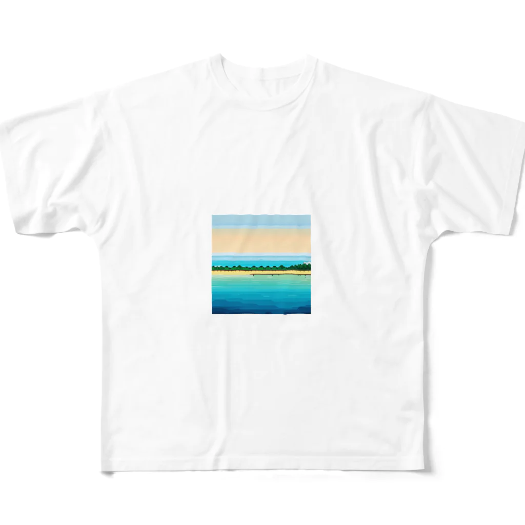 keita-sawadaのドット　プーケットの青い海 フルグラフィックTシャツ