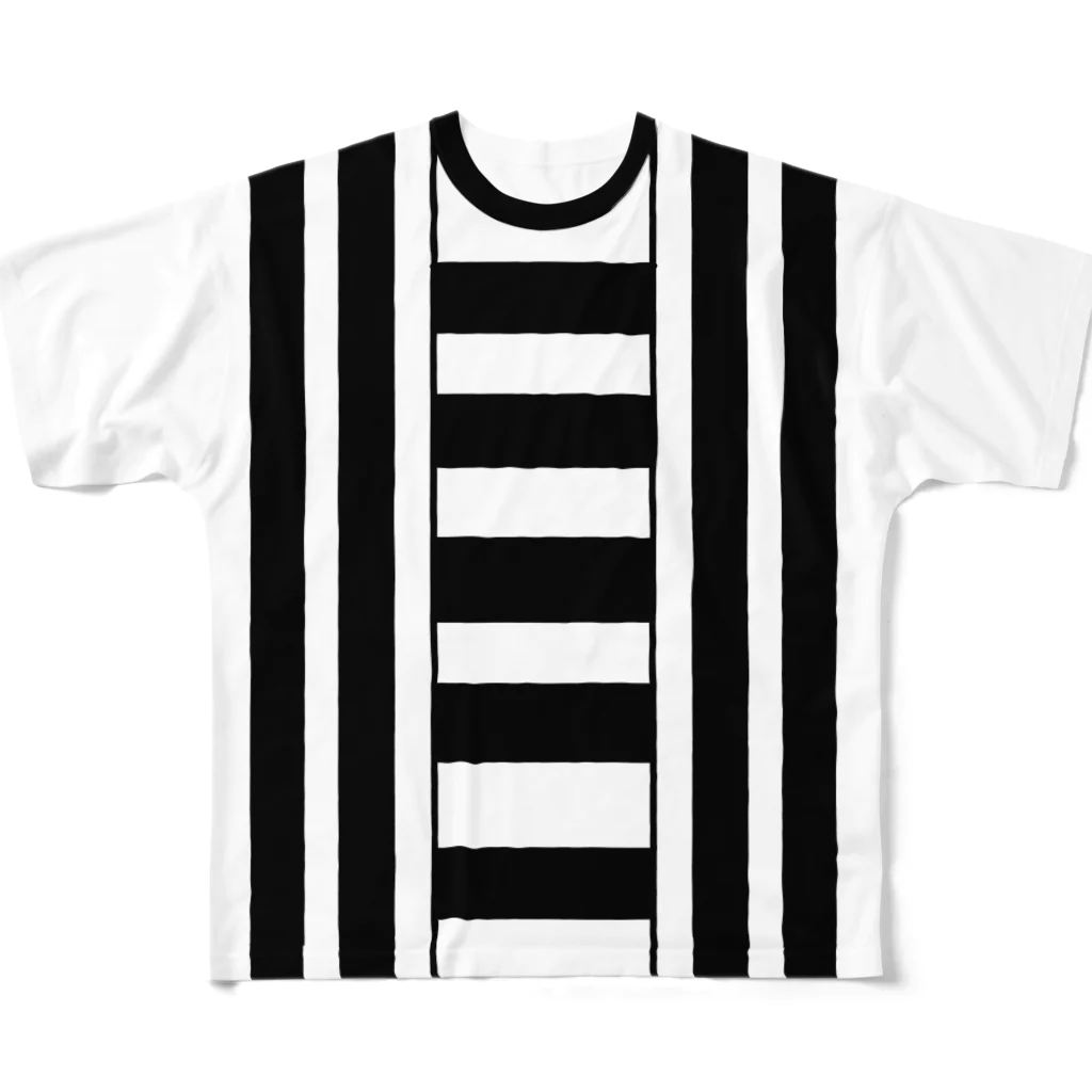 usa100の縦横ストライプ白 All-Over Print T-Shirt