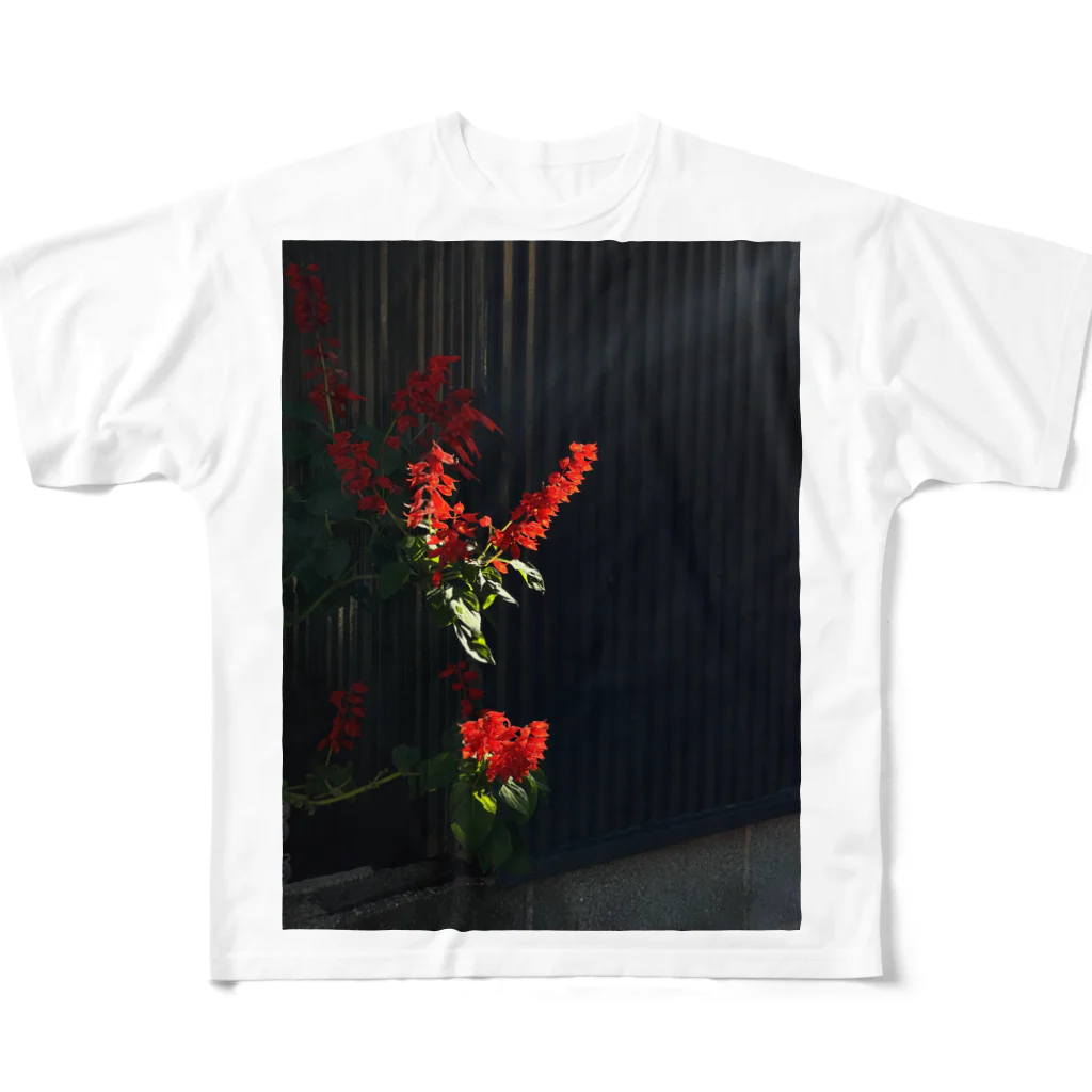 GACYAX2の中村さんちの赤い花 フルグラフィックTシャツ