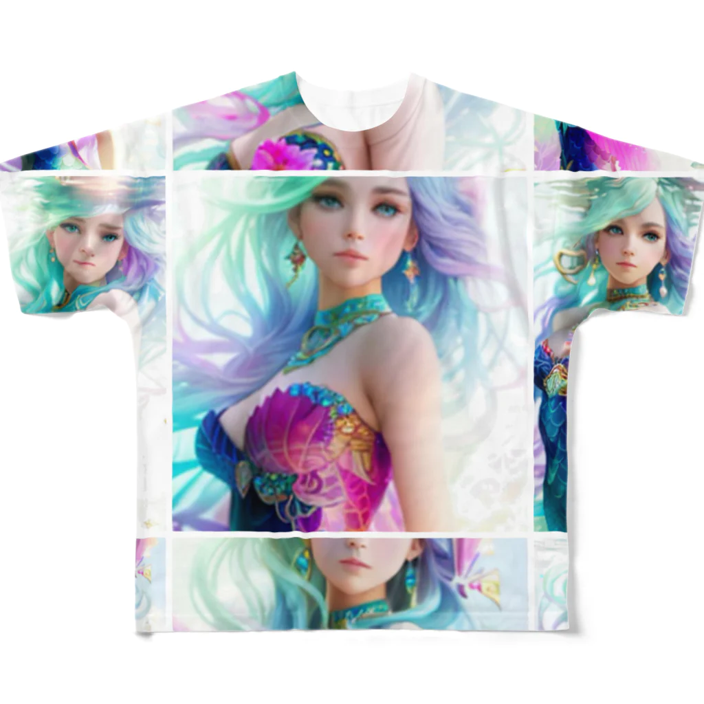 💖宇宙整体♪🌈♪こころからだチャンネル♪💖のmermaidVenus REINA All-Over Print T-Shirt