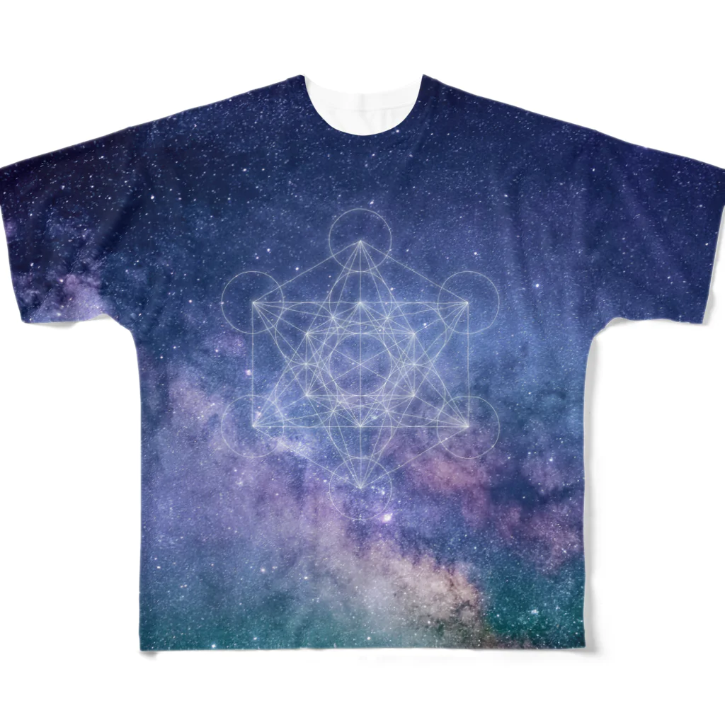 metao dzn【メタヲデザイン】の宇宙TEE001（神聖幾何学） All-Over Print T-Shirt