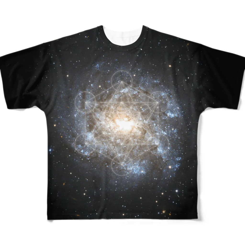 metao dzn【メタヲデザイン】の宇宙TEE003（神聖幾何学） フルグラフィックTシャツ